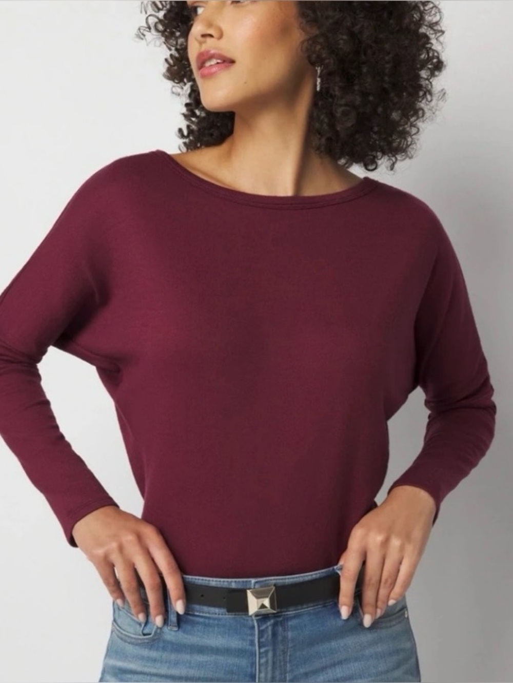 WGBM burgundy back keyhole soft Long sleeve top size small.